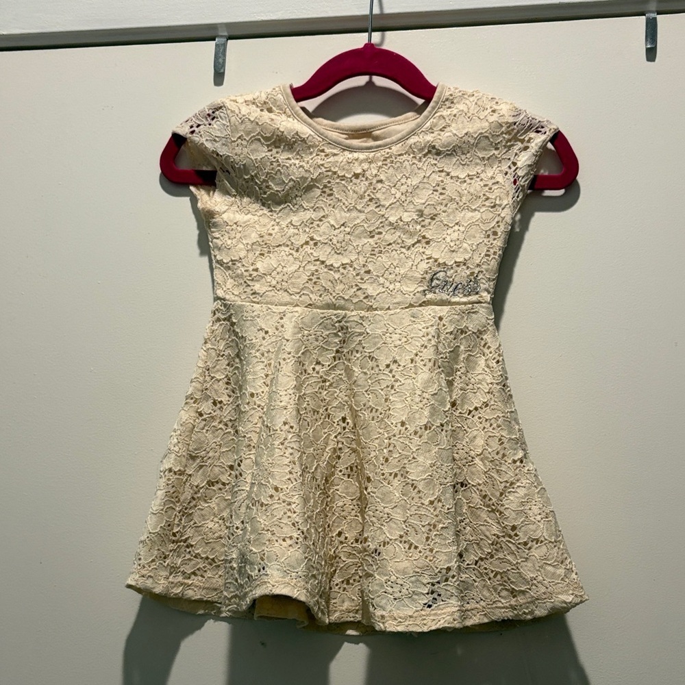 Guess Elegant Cream Lace Kids Dress